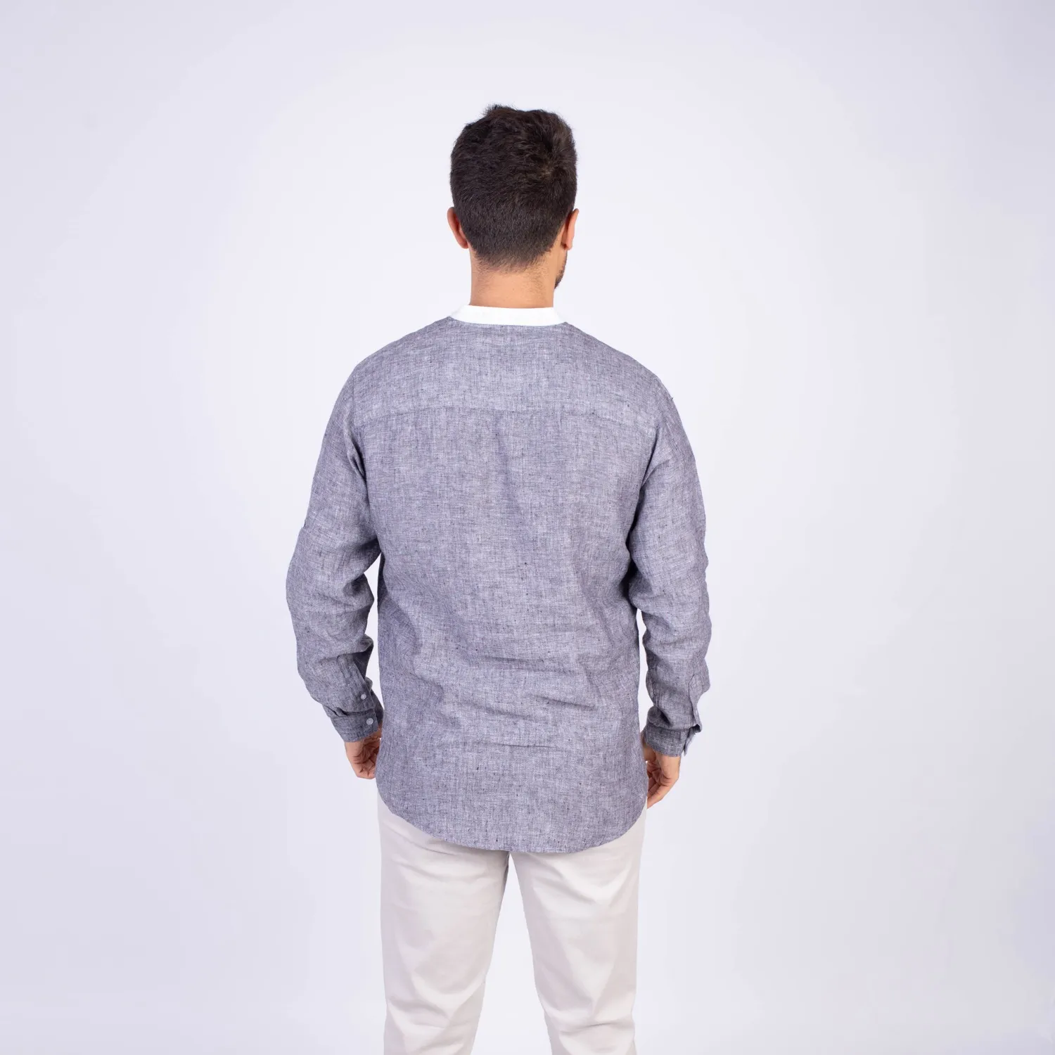 Camisa ML Sport con Cuello Redondo Etiqueta Puro Lino Italy PC-63812CAA - Imagen 2