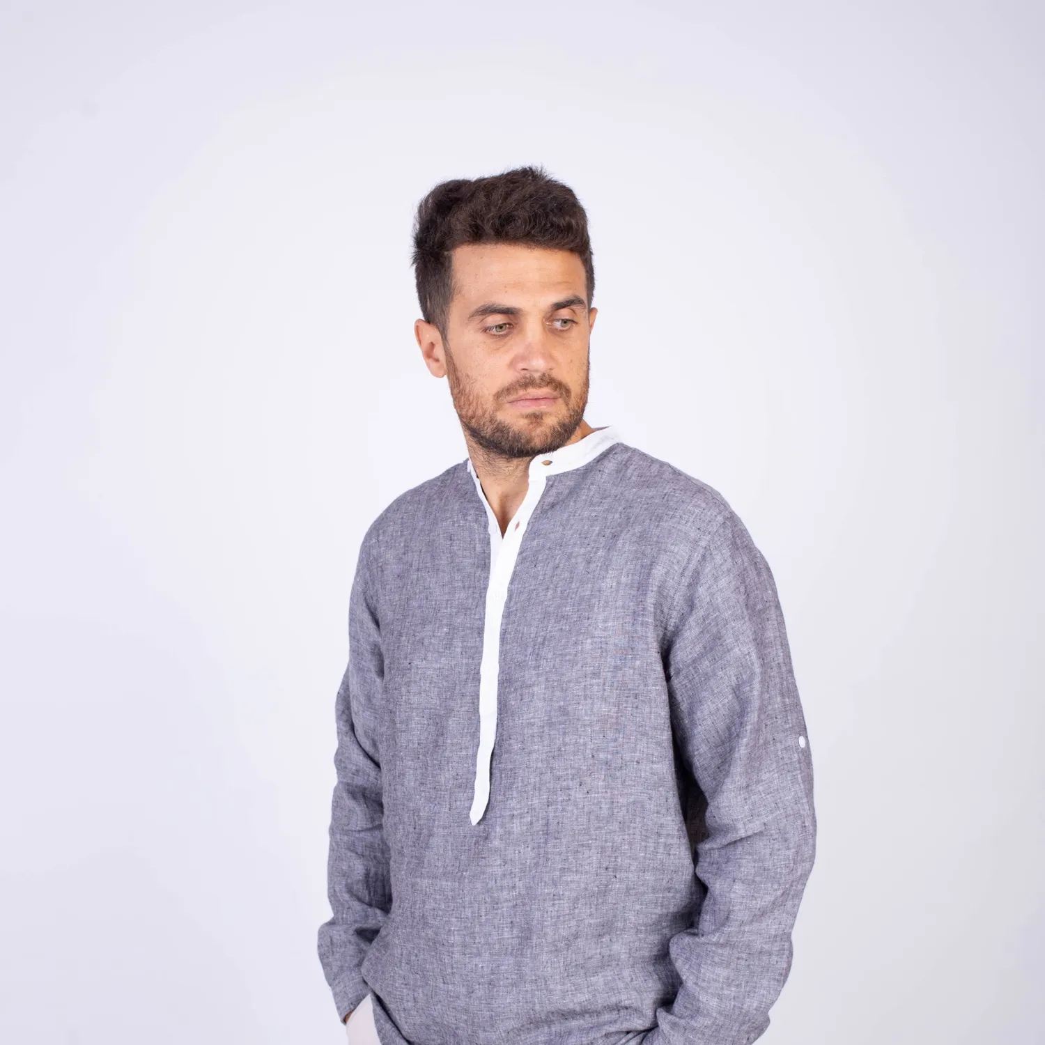 Camisa ML Sport con Cuello Redondo Etiqueta Puro Lino Italy PC-63812CAA - Imagen 6