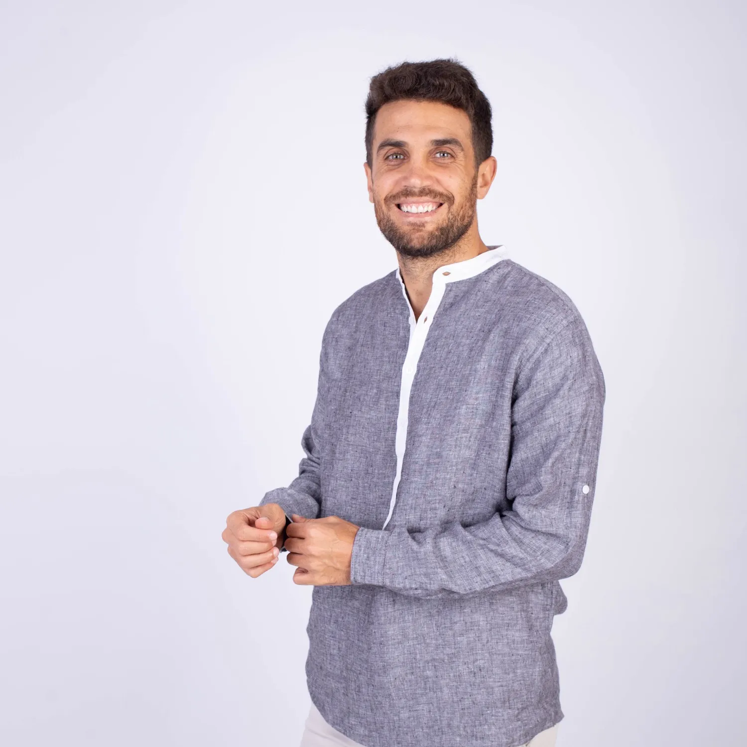 Camisa ML Sport con Cuello Redondo Etiqueta Puro Lino Italy PC-63812CAA - Imagen 5