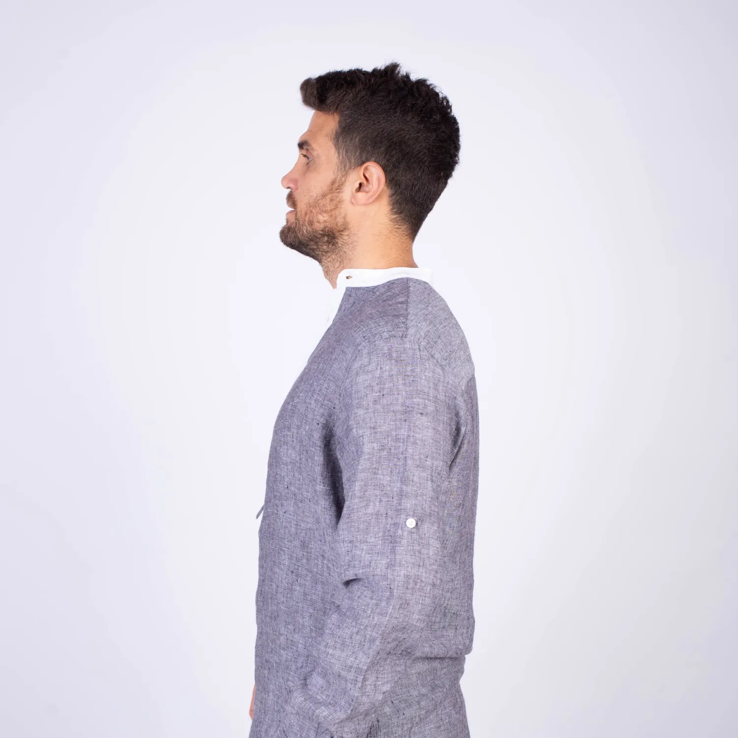 Camisa ML Sport con Cuello Redondo Etiqueta Puro Lino Italy PC-63812CAA - Imagen 4