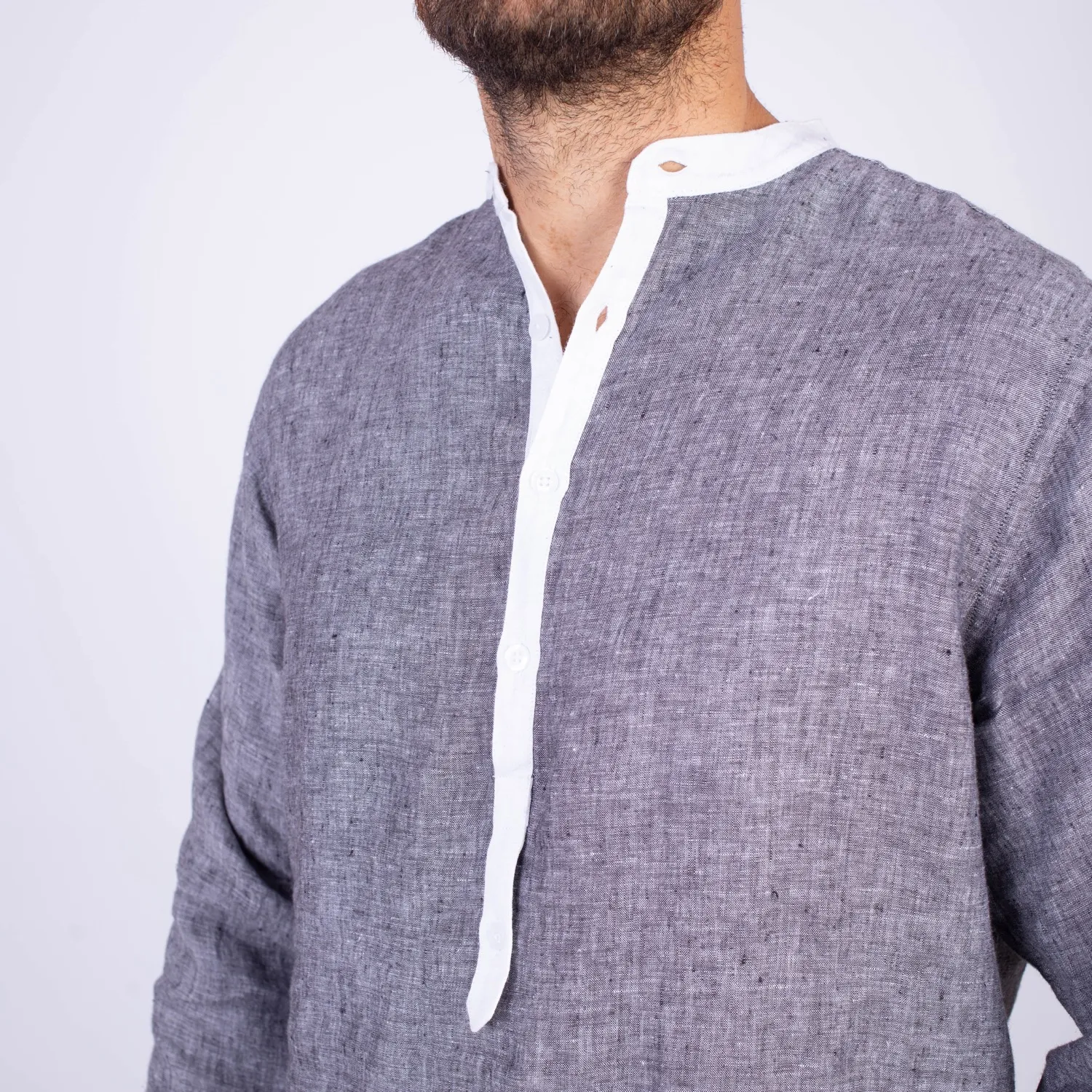 Camisa ML Sport con Cuello Redondo Etiqueta Puro Lino Italy PC-63812CAA - Imagen 3