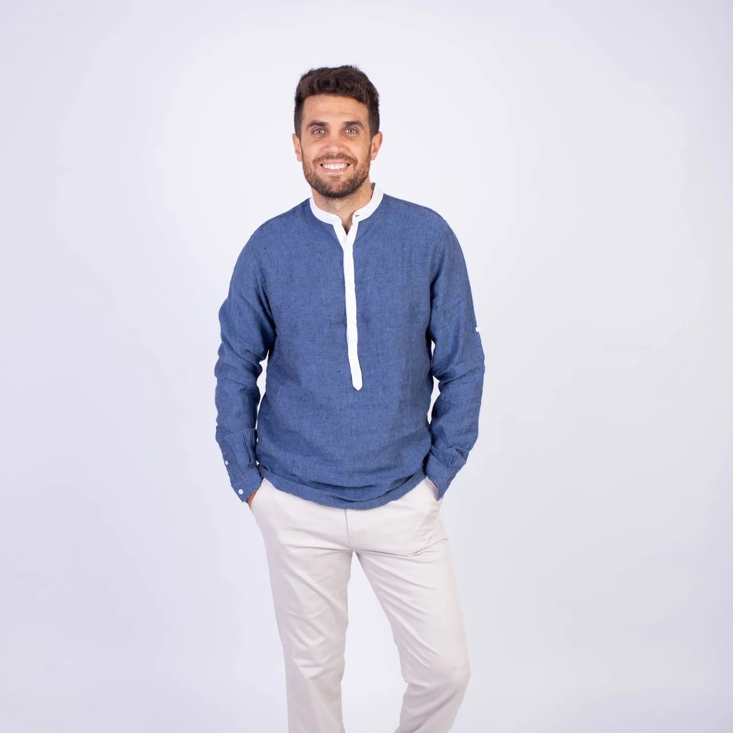 Camisa ML Sport con Cuello Redondo Etiqueta Puro Lino Italy PC-63812CAA - Imagen 12