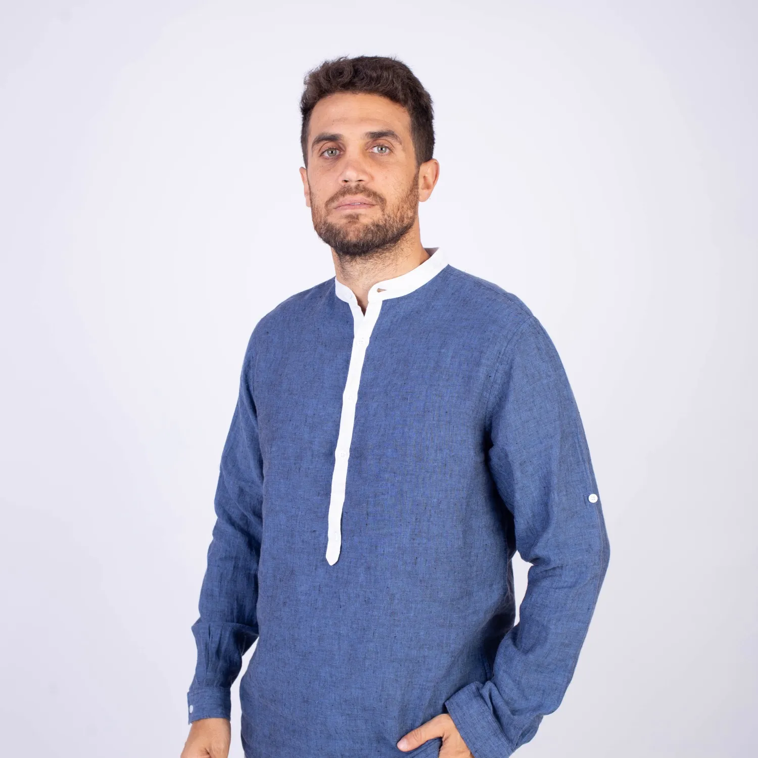 Camisa ML Sport con Cuello Redondo Etiqueta Puro Lino Italy PC-63812CAA - Imagen 10