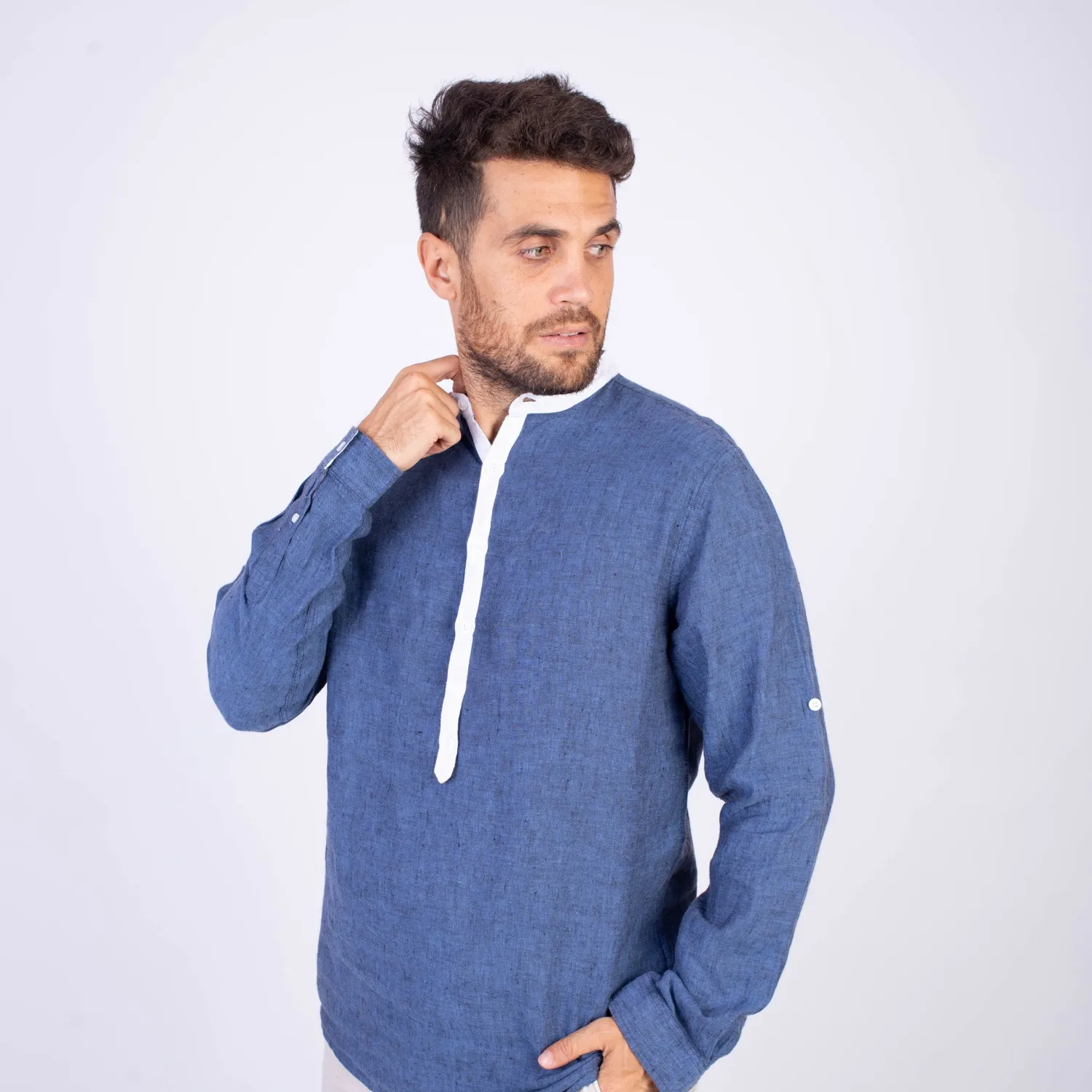 Camisa ML Sport con Cuello Redondo Etiqueta Puro Lino Italy PC-63812CAA - Imagen 9