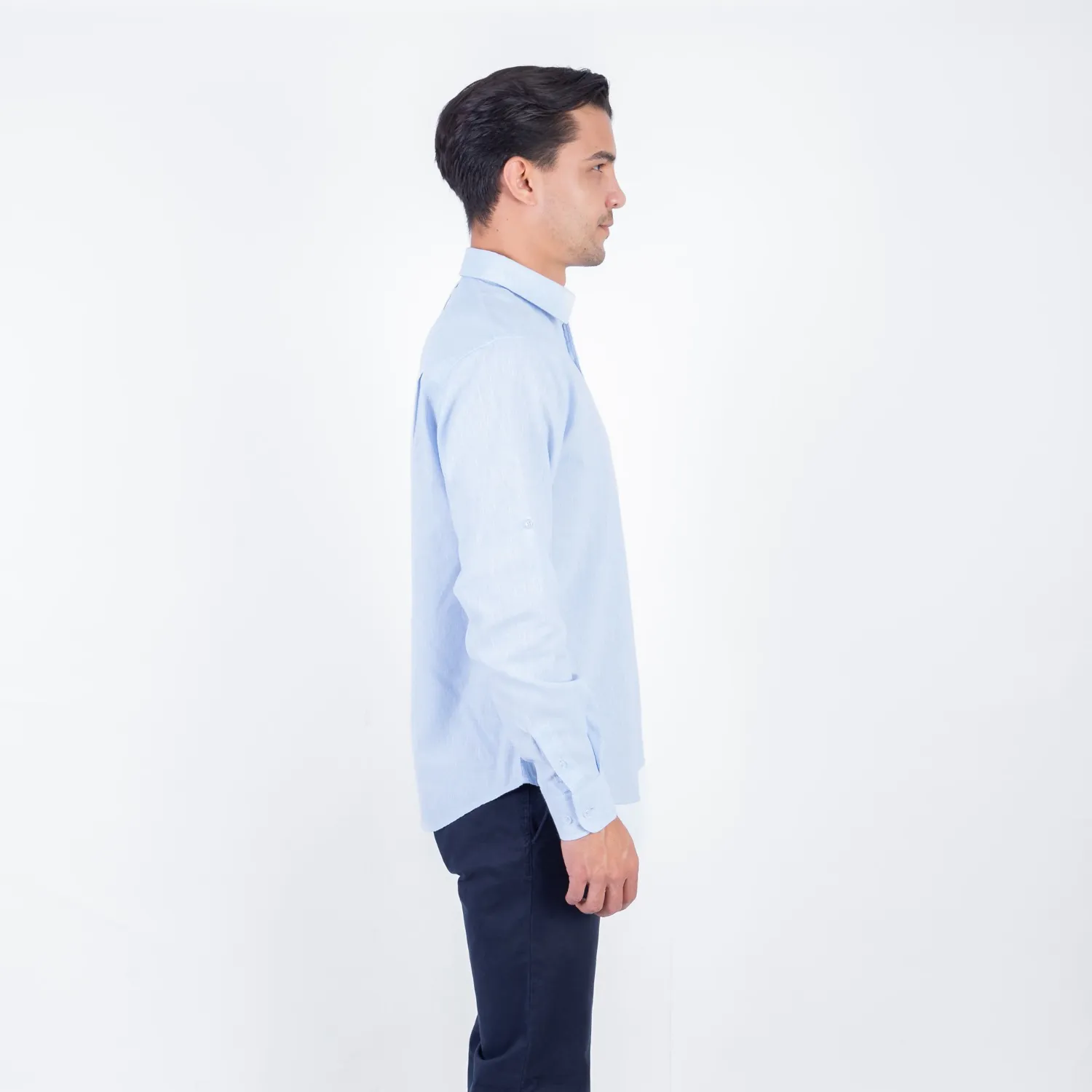 Camisa ML Color Entero con Cuello Frances Etiqueta Puro Lino Italy PC-63893CAA - Imagen 23