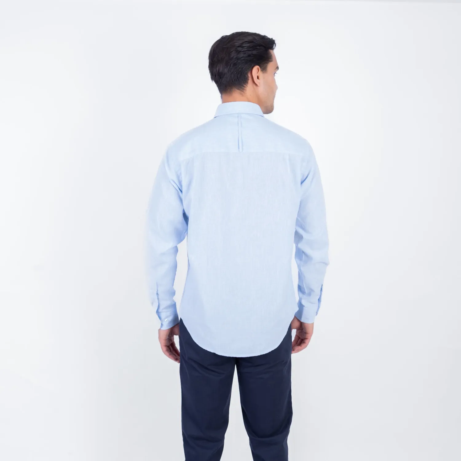 Camisa ML Color Entero con Cuello Frances Etiqueta Puro Lino Italy PC-63893CAA - Imagen 22