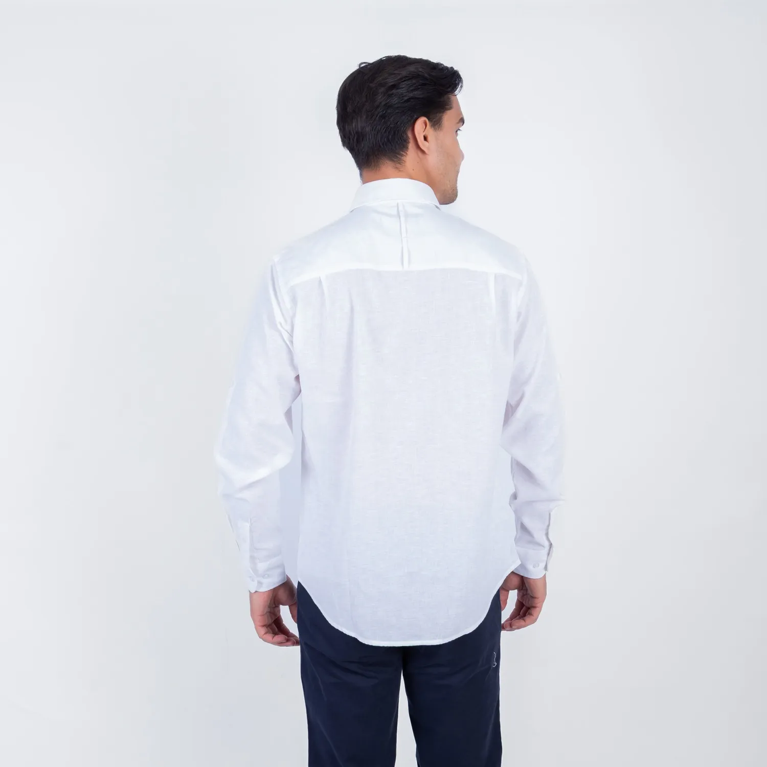 Camisa ML Color Entero con Cuello Frances Etiqueta Puro Lino Italy PC-63893CAA - Imagen 26
