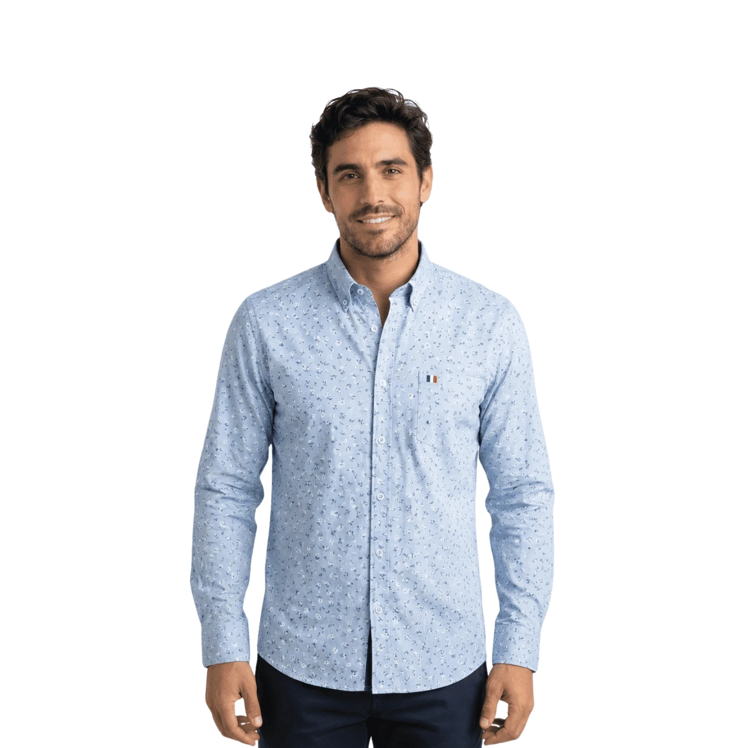 Camisa ML Estampada Etiqueta Azul con diseño Francés PC-63622CA